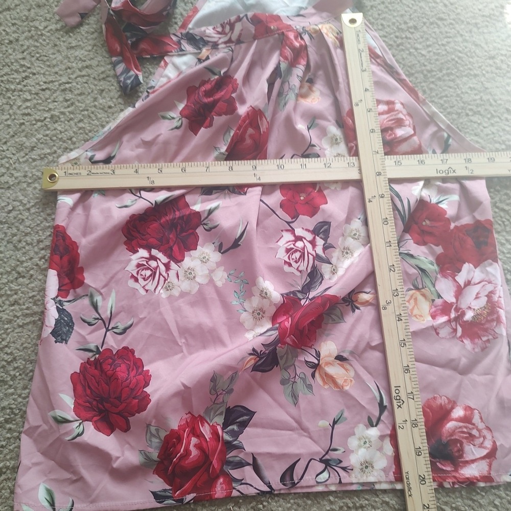 SHEIN Pink Floral Print‎ Halter Neck Top Women's Size L